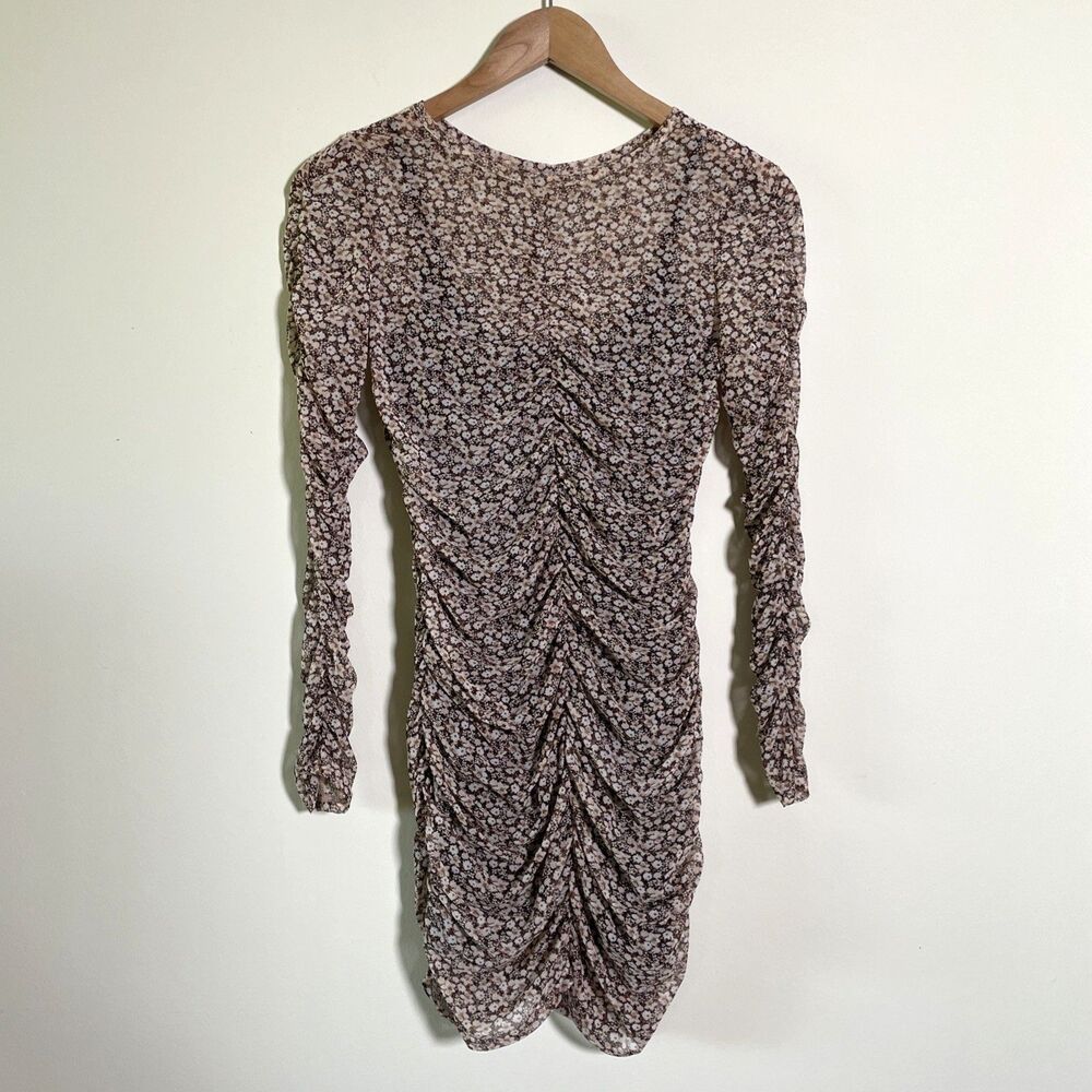 Abercrombie & Fitch Womens Long-Sleeve Ruched Mesh Mini Dress Size SP Stretch